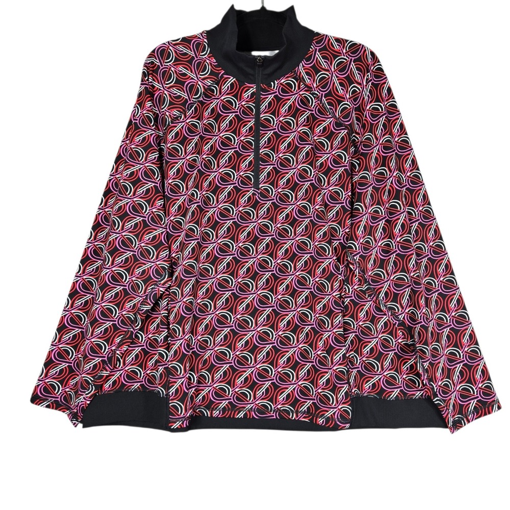 T by Talbots Quarter Zip Pullover Womens 3X New Geometric Print Activewear